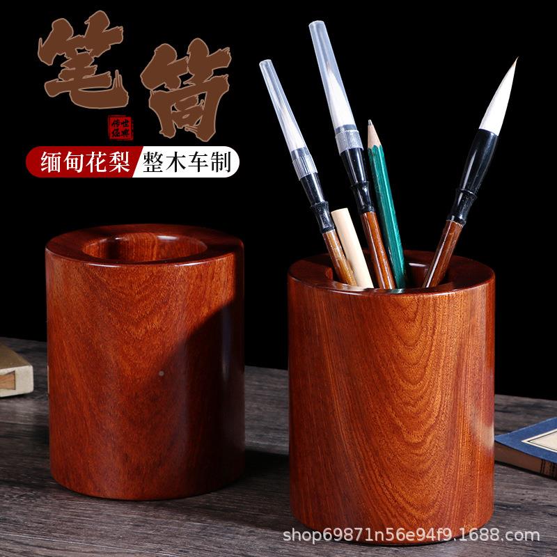 天然收木圆形木质防霉筒567家用筷笼筷子筒实木时尚办公摆笔件纳