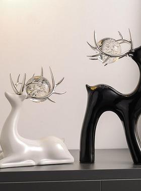 创件意家水晶球陶瓷鹿摆轻奢客电视柜酒柜居装饰品艺F985H8JM术摆