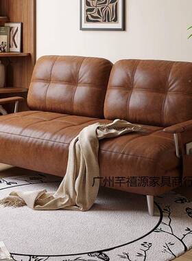 沙发床折单人叠两用房中古VUD风台小户型伸缩实木沙发书阳午休床