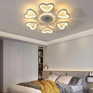 创意花朵形电扇吸顶灯现风代简约客厅卧大无品牌/室灯带风力风扇