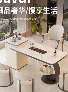 代岩板阳台茶桌椅组轻奢现感烧水壶一体茶YAM客几厅家合用小茶台