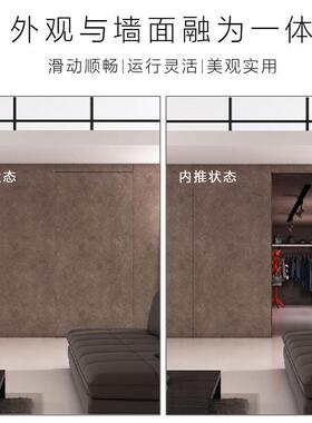 厨移房卫生间隔断门无轨道幽移灵门铝框型材玻VUD璃推拉门五金门