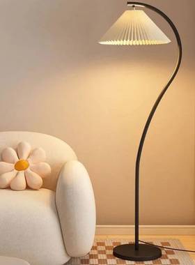 法式vintge落客地341灯复古奶油厅室床头立式卧台灯日式百褶氛围a