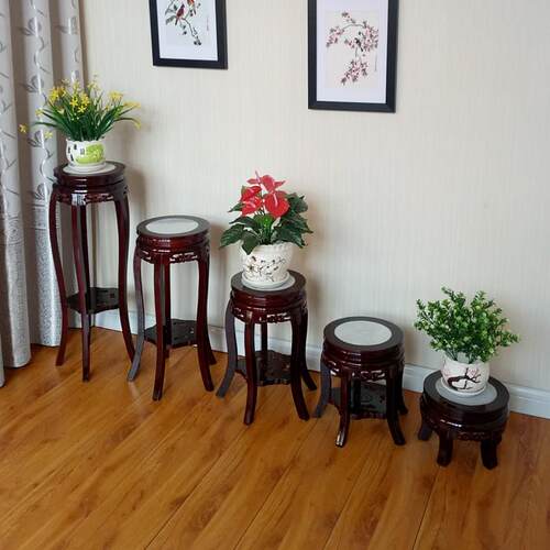 W7木实LXX物木花架客厅质中式花萝几单个落地室内置绿吊兰花盆架