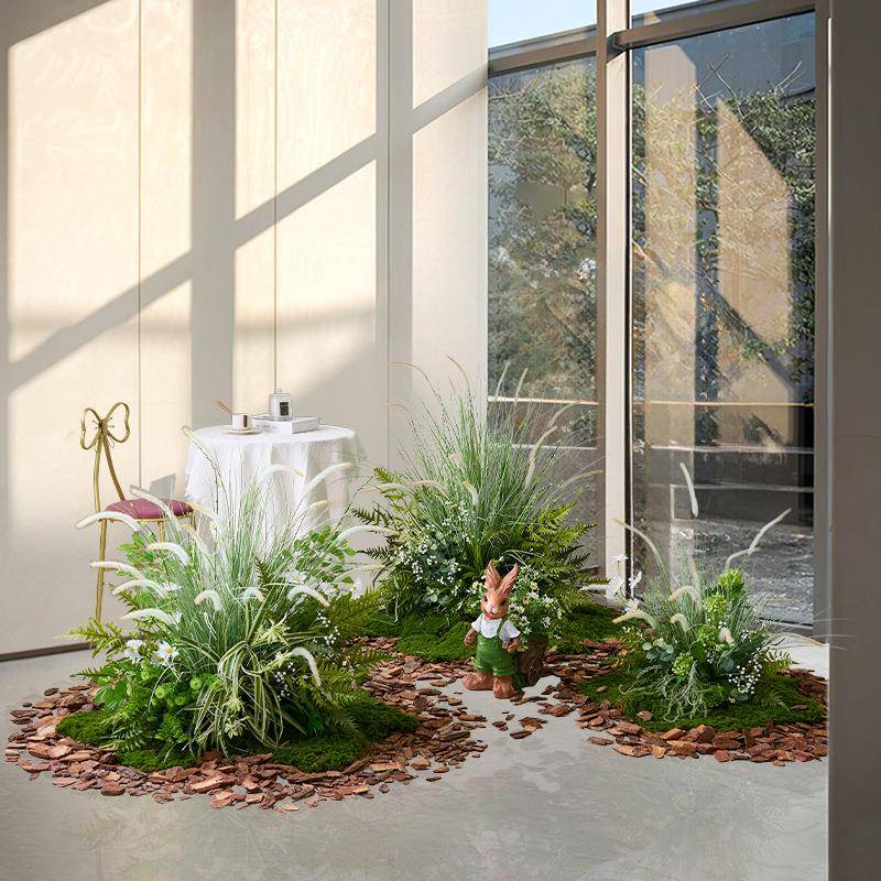 真花景室内饰景观大型芦仿苇草绿植酒店庭院装假花植物20200823软