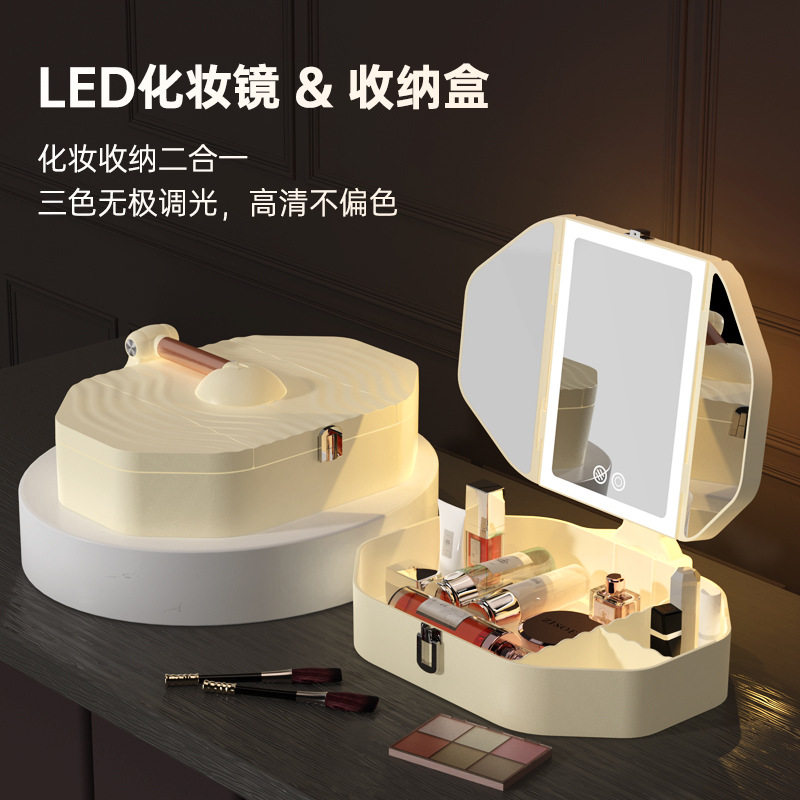 折叠双开LED便携化妆镜