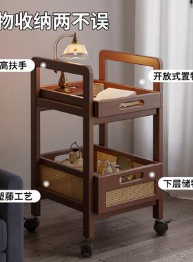 小推车置物架IAW室客卧移动茶几沙厅边发柜编藤家用多功能边几收