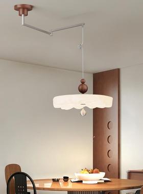 法式中WEE风餐厅吊灯复古桃木色全谱护眼古摇臂可伸胡光缩吧台灯