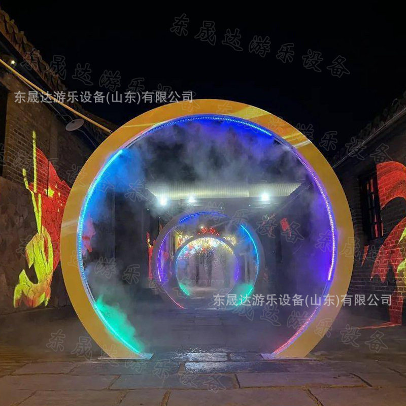 不锈钢发光水雾门 景区商场广场网红唯美经典景景观造雾互动装置