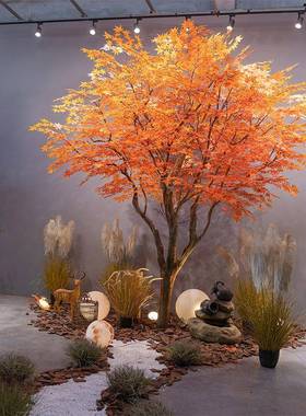 枫商叶树假红绿枫树大型场酒店植假树室内外简落地约装F779SHMJ饰