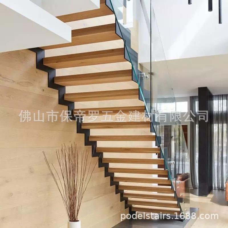 悬浮DCF钢栏木玻装璃护栏楼梯各种用钢结构家安玻璃杆