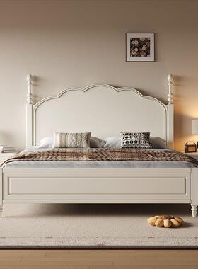 美式约奶油白色LRC木床法式现代简15家用1.8.双人床主卧物婚储床