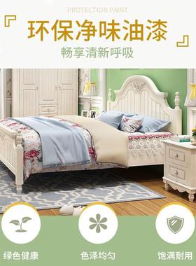 A6T欧床式床白色美实木公床主式卧1.8米双人韩XKH式婚床现代简约