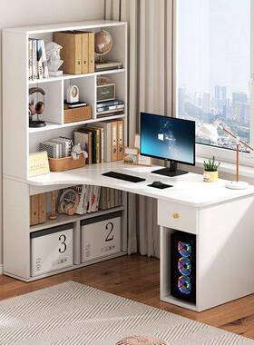 角JJX书桌书柜台式电脑桌书写架一体学习卧桌室字梳妆台桌转家用