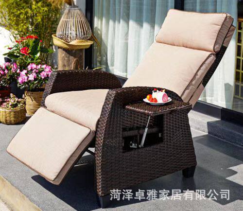 户外沙发庭院藤编防水家具阳台休闲折叠藤椅花园藤编单人椅