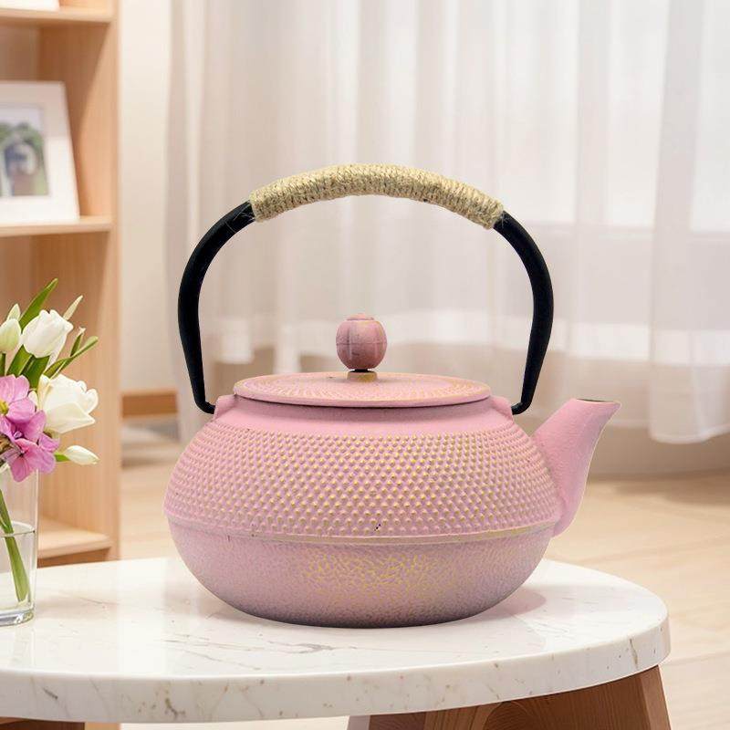 彩用色铸铁壶900简ml新款约生铁茶壶煮900ml颗水泡生茶家养配套茶