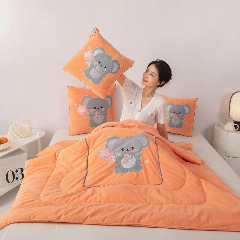 冬两用抱枕被子加厚季宝宝沙绒卡通头发M-241017汽车靠垫办公室午