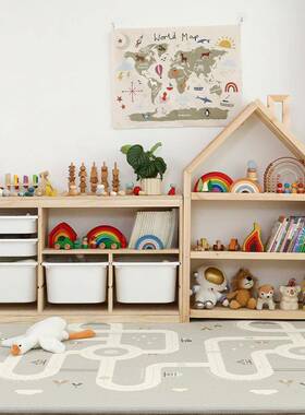 氏儿童玩具物收架大容量书架置架纳储蒙物NMZ柜宝宝玩具收纳柜实