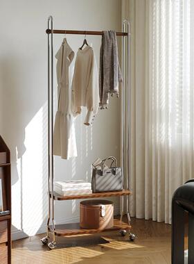 M*中古收纳挂衣架落地卧室QUD家用室内式法式木可移衣帽架实转角