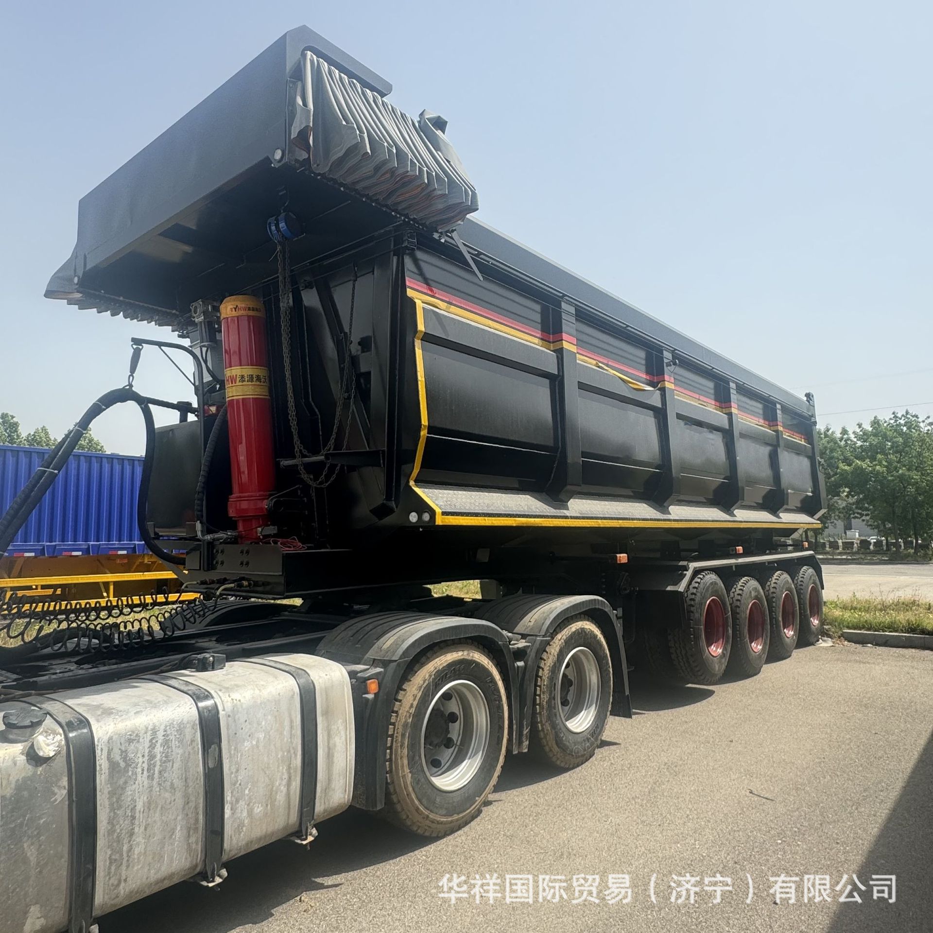 出口非洲重型电动篷布半挂自卸车