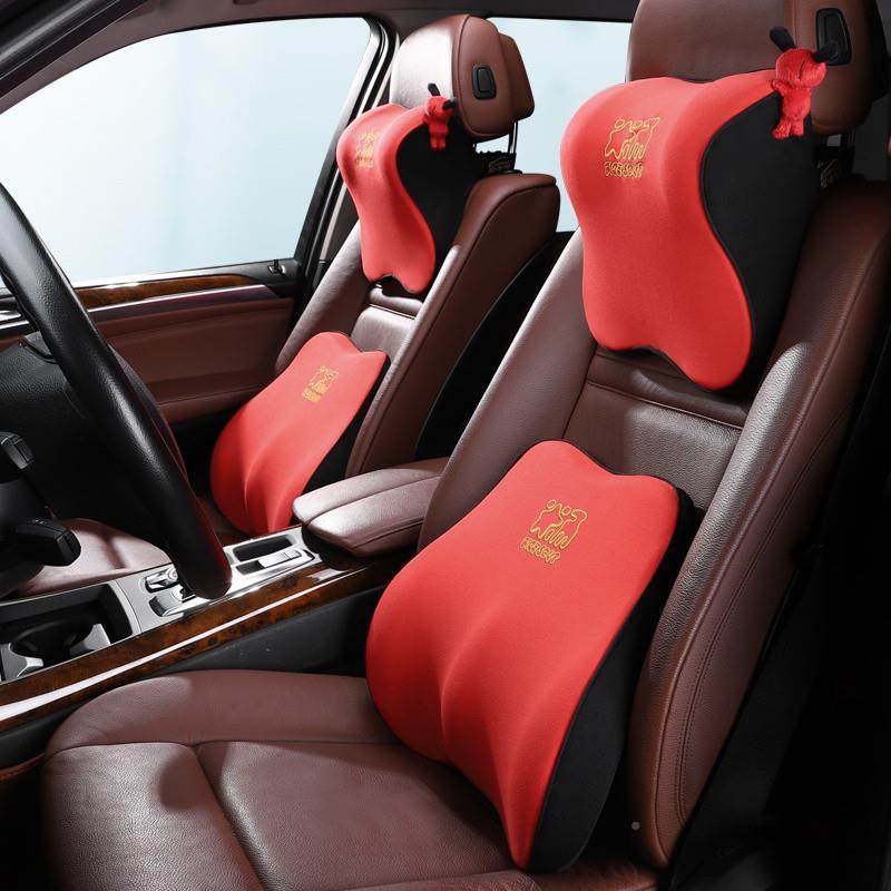 爱wC0车屋汽车车用季头枕四透气护颈枕车内座椅靠垫车载QUU高挡舒