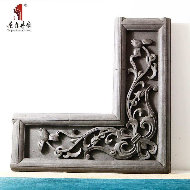 唐语砖仿古青砖照线条影壁墙壁边框296组合门头装饰雕82cm外框蝙