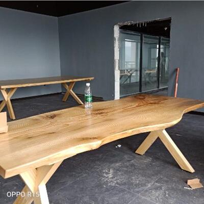 整板自然桌边实木茶意桌长简创原办公泡茶桌木LFP新中式茶台桌椅