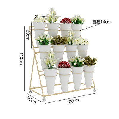可移动阶梯多层铁艺鲜花展示架