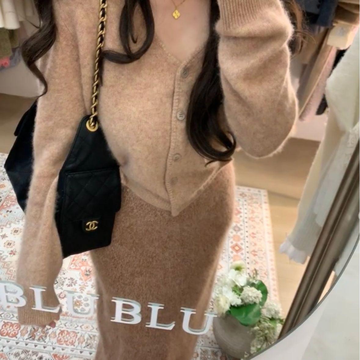 秋冬小香风毛衣开衫半身裙套装