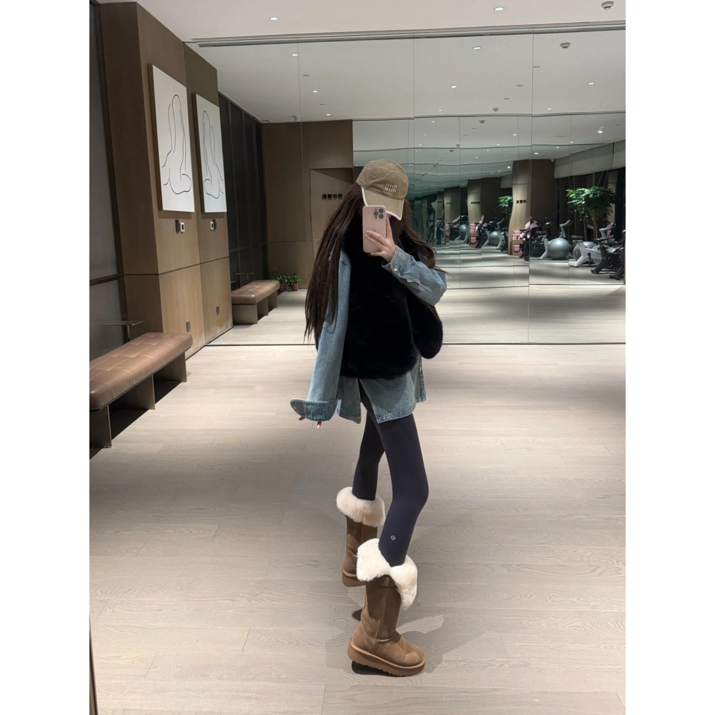 套装女2025新款冬装韩版宽松牛仔长袖衬衫保暖短款马甲上衣套装