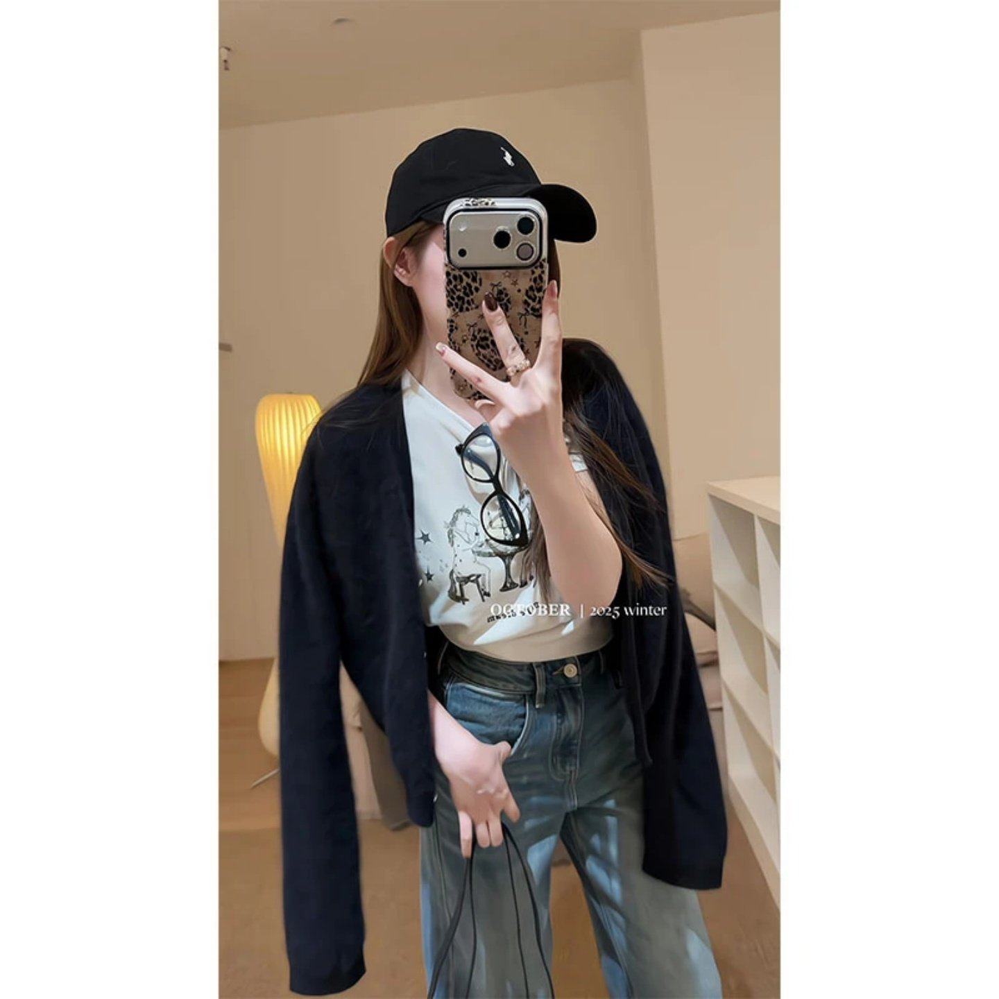 2026巨好看搭配一整套韩系气质圆领短袖T恤针织开衫显瘦牛仔长裤