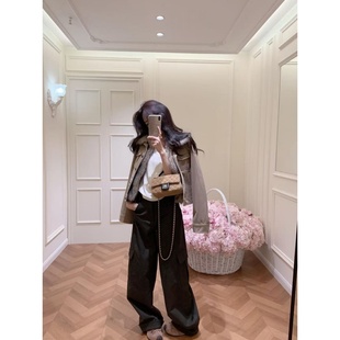 套装女2025新款冬装韩版翻领短款保暖长袖外套显瘦宽松阔腿裤子