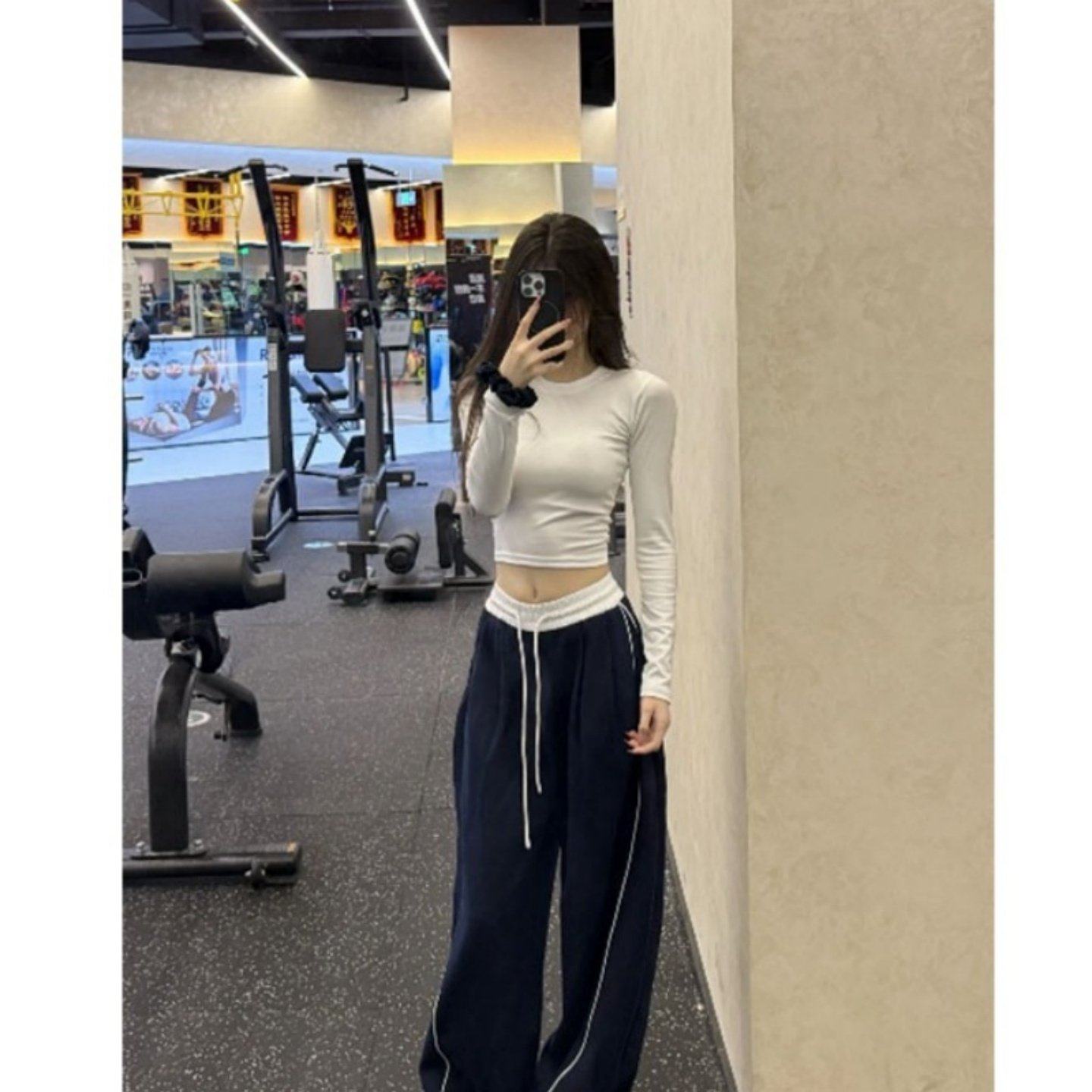 2026巨好看搭配一整套辣妹风修身打底长袖上衣拼色休闲阔腿长裤,女装/女士精品,时尚套装,淘宝优惠券,粉丝福利购,淘宝优惠卷