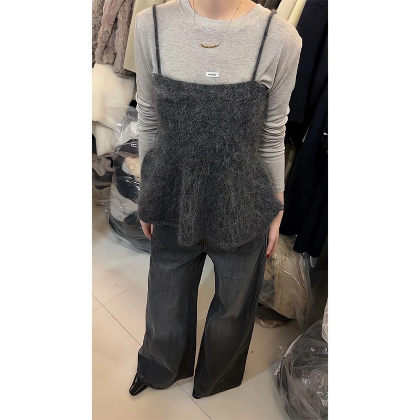 打底上衣叠穿吊带背心显瘦休闲裤