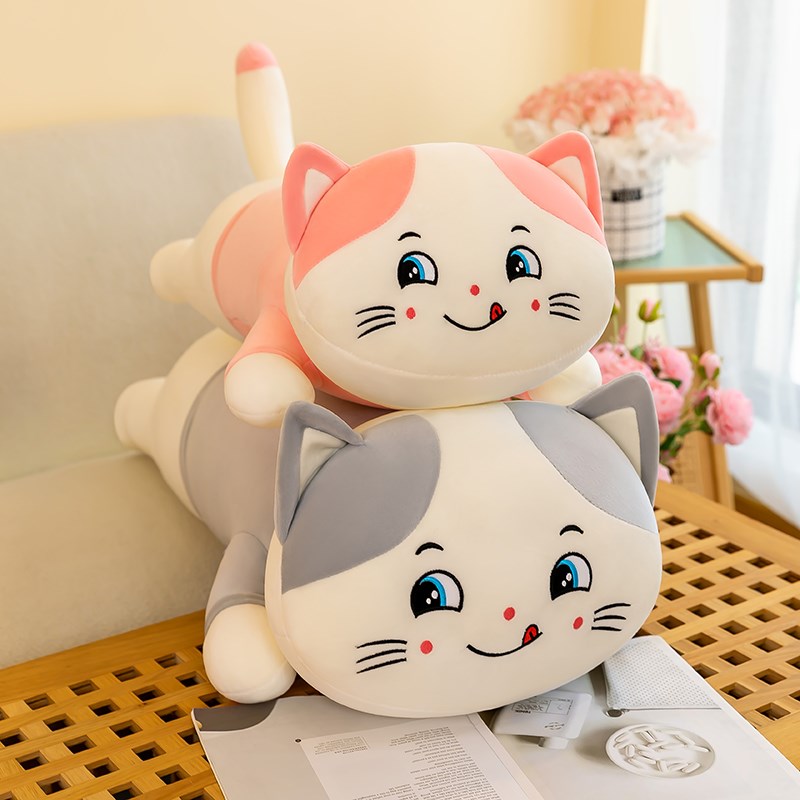 新款趴趴猫咪公仔毛绒玩具抱枕长条枕头可爱床上男生款超软睡觉女