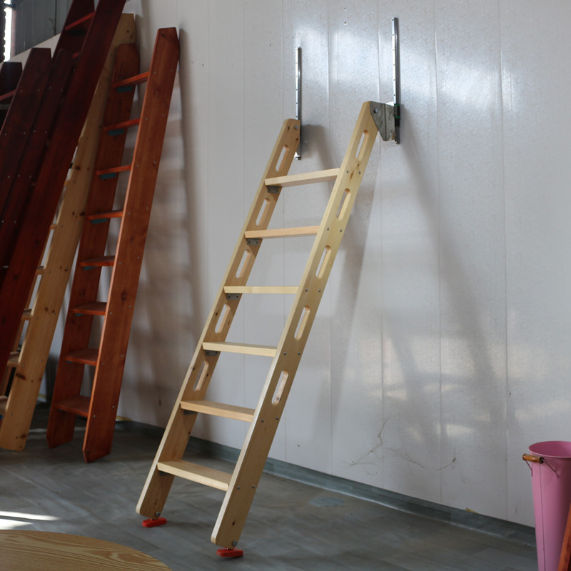 贴墙翻折叠伸缩伸拉隐形收纳垂直实木楼梯子loft阁楼平台家用整体