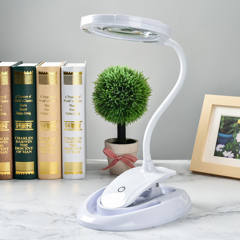 充电款三档亮度光学镜片5-10倍15个LED灯台式/夹式阅读修理放大镜