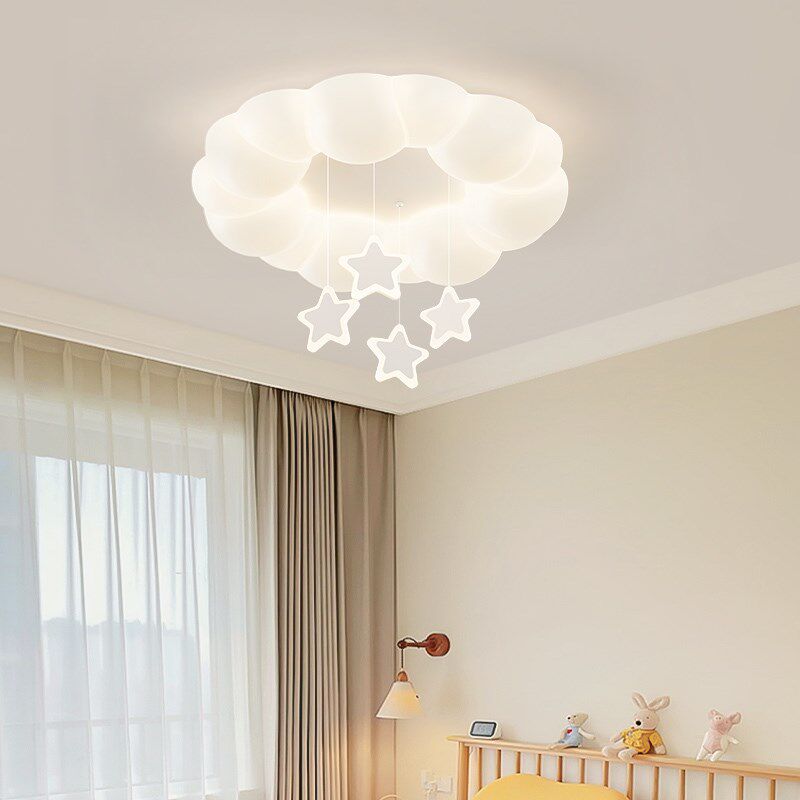 烁鹿奶油风云朵吊星卧室灯儿童房主卧现代简约吸顶灯具2024年新款
