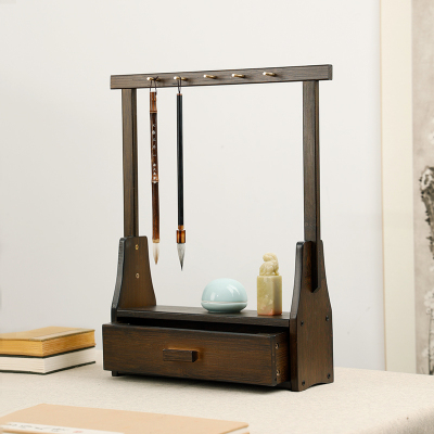 楠竹 抽屉笔挂 文房四宝 收纳盘 实木器笔挂 笔置置物环保