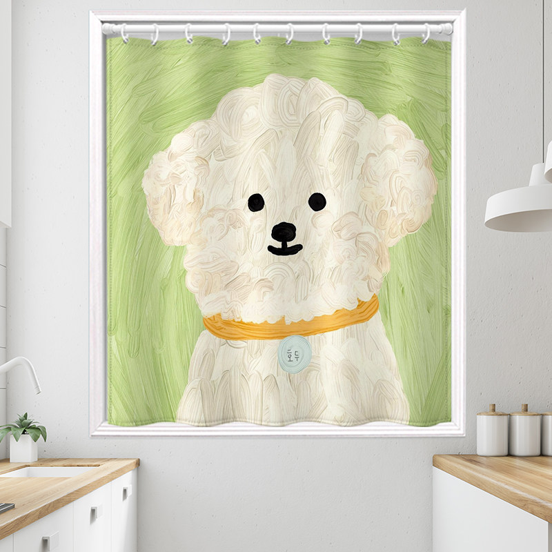 遮光窗帘短免打孔安装杆子透光不透人卫生间防水防走光浴室厕所小