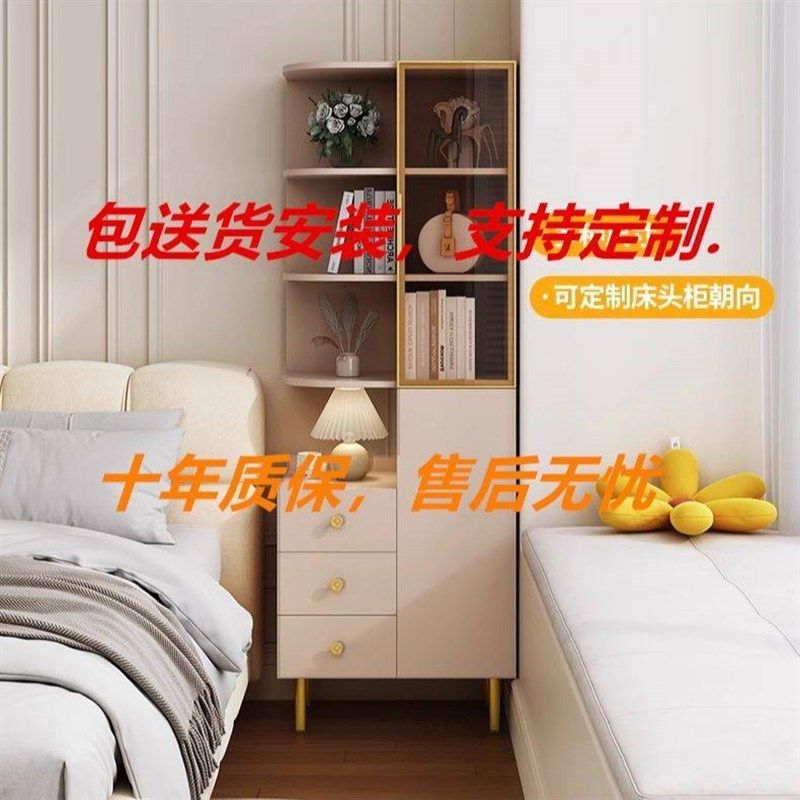 实木生态板床头柜家用卧室储物柜小户型床边转角收纳柜书柜靠墙柜,住宅家具,床头柜,淘宝优惠券,粉丝福利购,淘宝优惠卷
