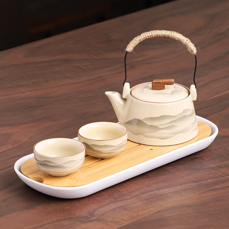 凌胜汝窑功夫茶具套装一人泡茶专用家用高档提梁茶壶茶杯2025新款