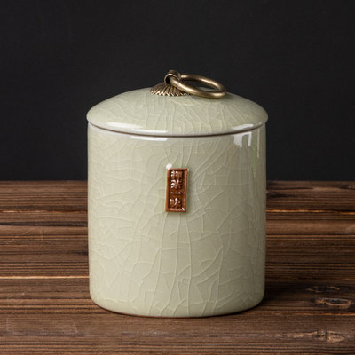 茶叶罐陶瓷密封茶罐瓷罐储存单罐装小茶盒包装盒空盒存茶储茶罐子