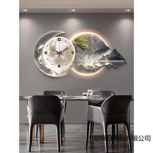 照金钟山带表挂墙餐厅日装画创意挂钟饭厅聪锋日用餐桌时饰钟轻奢