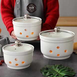 酒家店餐干锅具蜡烛保温加热鱼菜盘圆形汤盘梅花炉陶H1582瓷热盘