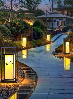 中水式景锈观布置钢防花园别dhzm8888墅柱头灯球形围墙门不草坪灯