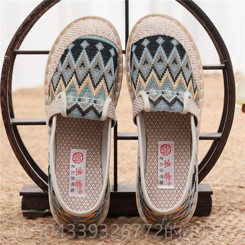 高档睿北京布鞋2023年春季新款妈妈鞋民族风老京古典绣花鞋平女底
