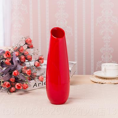 高档婚红婚庆陶瓷摆饰结婚装喜庆中国红花瓶新客色厅现代家居饰可