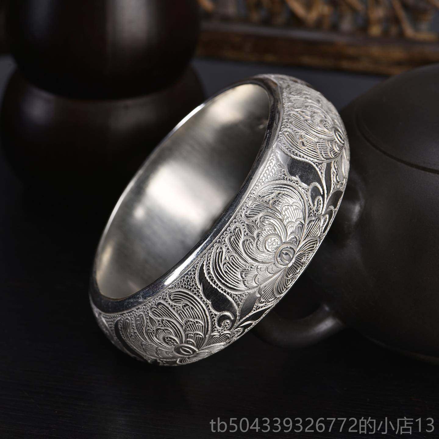 高档银手镯宽面025年新款手宽版时尚992纯银9女年轻款工个性定制