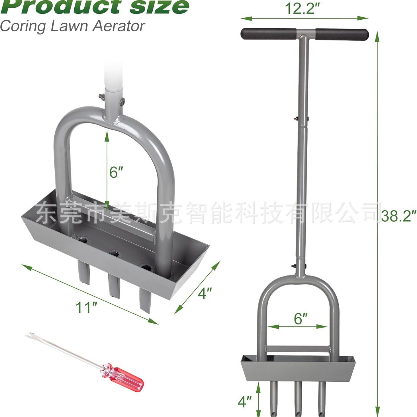 草坪曝气器取芯工具芯存储托盘庭院塞3根齿的充气园艺养护草坪机